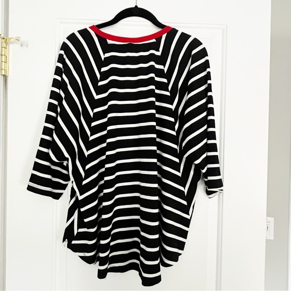 NWOT Tekbika by Alembika Black and White Striped 3/4 Sleeve Top - Picture 2 of 5